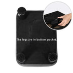 Repose-pieds rectangulaire en cuir PU, gris/gris foncé/marron, pieds en bois, 1 place