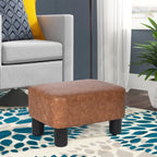 Repose-pieds rectangulaire en cuir PU, gris/gris foncé/marron, pieds en bois, 1 place