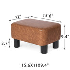 Repose-pieds rectangulaire en cuir PU, gris/gris foncé/marron, pieds en bois, 1 place