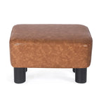 Repose-pieds rectangulaire en cuir PU, gris/gris foncé/marron, pieds en bois, 1 place
