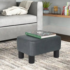 Repose-pieds rectangulaire en cuir PU, gris/gris foncé/marron, pieds en bois, 1 place