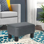 Repose-pieds rectangulaire en cuir PU, gris/gris foncé/marron, pieds en bois, 1 place