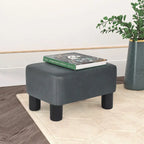 Repose-pieds rectangulaire en cuir PU, gris/gris foncé/marron, pieds en bois, 1 place