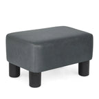 Repose-pieds rectangulaire en cuir PU, gris/gris foncé/marron, pieds en bois, 1 place