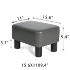 Repose-pieds rectangulaire en cuir PU, gris/gris foncé/marron, pieds en bois, 1 place