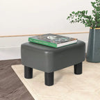 Repose-pieds rectangulaire en cuir PU, gris/gris foncé/marron, pieds en bois, 1 place