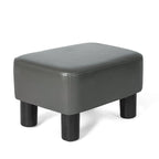Repose-pieds rectangulaire en cuir PU, gris/gris foncé/marron, pieds en bois, 1 place