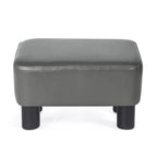 Repose-pieds rectangulaire en cuir PU, gris/gris foncé/marron, pieds en bois, 1 place