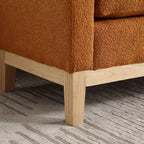 Banc de chambre rembourré en bouclette, ivoire/caramel/vert/bleu marine/gris/noir, pieds en bois, 2 places