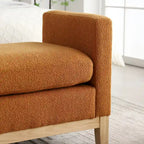 Banc de chambre rembourré en bouclette, ivoire/caramel/vert/bleu marine/gris/noir, pieds en bois, 2 places