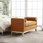Banc de chambre rembourré en bouclette, ivoire/caramel/vert/bleu marine/gris/noir, pieds en bois, 2 places