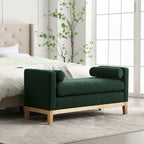 Banc de chambre rembourré en bouclette, ivoire/caramel/vert/bleu marine/gris/noir, pieds en bois, 2 places