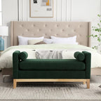 Banc de chambre rembourré en bouclette, ivoire/caramel/vert/bleu marine/gris/noir, pieds en bois, 2 places