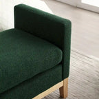 Banc de chambre rembourré en bouclette, ivoire/caramel/vert/bleu marine/gris/noir, pieds en bois, 2 places