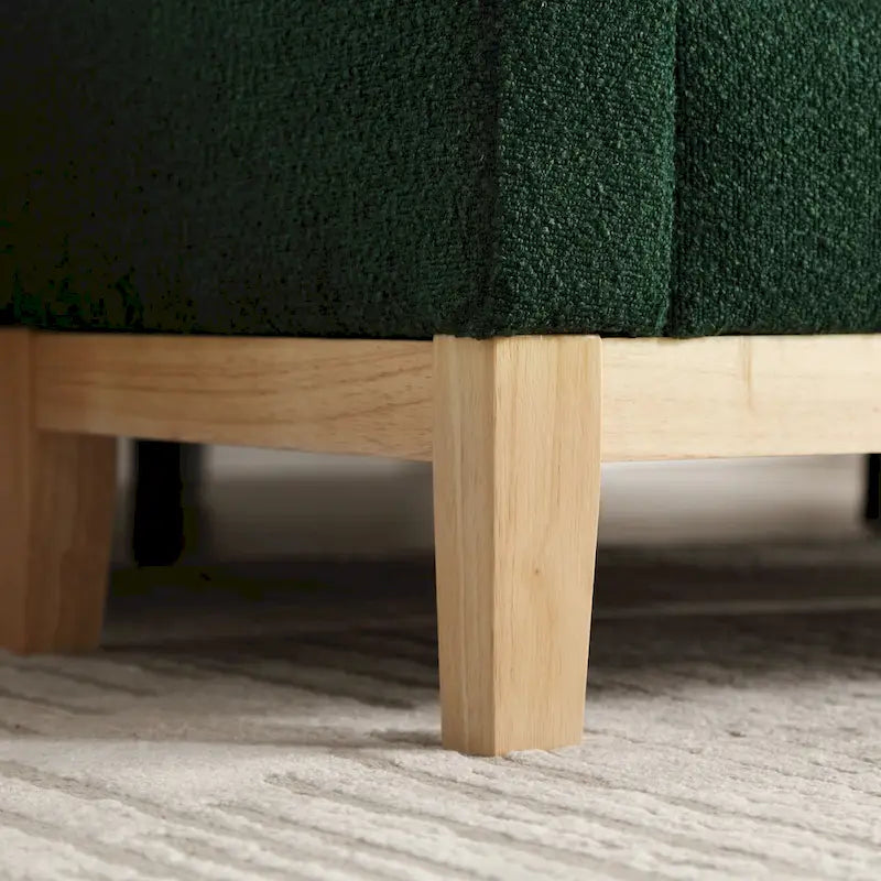 Banc de chambre rembourré en bouclette, ivoire/caramel/vert/bleu marine/gris/noir, pieds en bois, 2 places