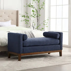 Banc de chambre rembourré en bouclette, ivoire/caramel/vert/bleu marine/gris/noir, pieds en bois, 2 places
