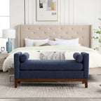 Banc de chambre rembourré en bouclette, ivoire/caramel/vert/bleu marine/gris/noir, pieds en bois, 2 places