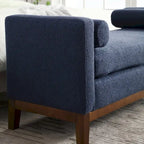 Banc de chambre rembourré en bouclette, ivoire/caramel/vert/bleu marine/gris/noir, pieds en bois, 2 places