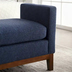 Banc de chambre rembourré en bouclette, ivoire/caramel/vert/bleu marine/gris/noir, pieds en bois, 2 places
