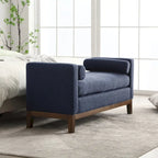 Banc de chambre rembourré en bouclette, ivoire/caramel/vert/bleu marine/gris/noir, pieds en bois, 2 places