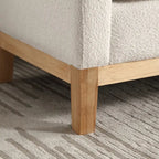 Banc de chambre rembourré en bouclette, ivoire/caramel/vert/bleu marine/gris/noir, pieds en bois, 2 places