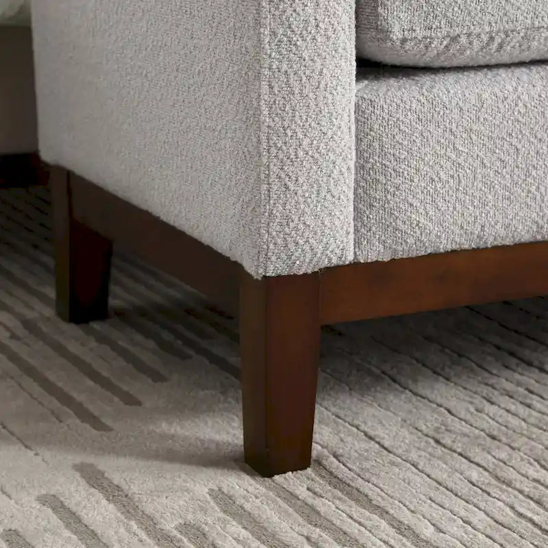 Banc de chambre rembourré en bouclette, ivoire/caramel/vert/bleu marine/gris/noir, pieds en bois, 2 places