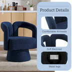 Fauteuil d'appoint pivotant à 360° en tissu bouclette, piètement en bois dur, assemblage en 15 minutes, 6 couleurs