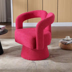 Fauteuil d'appoint pivotant à 360° en tissu bouclette, piètement en bois dur, assemblage en 15 minutes, 6 couleurs