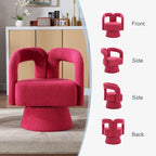 Fauteuil d'appoint pivotant à 360° en tissu bouclette, piètement en bois dur, assemblage en 15 minutes, 6 couleurs