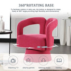 Fauteuil d'appoint pivotant à 360° en tissu bouclette, piètement en bois dur, assemblage en 15 minutes, 6 couleurs