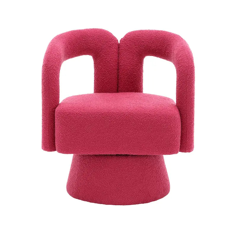 Fauteuil d'appoint pivotant à 360° en tissu bouclette, piètement en bois dur, assemblage en 15 minutes, 6 couleurs
