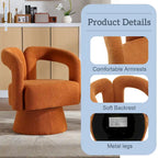 Fauteuil d'appoint pivotant à 360° en tissu bouclette, piètement en bois dur, assemblage en 15 minutes, 6 couleurs