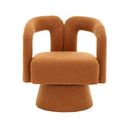 Fauteuil d'appoint pivotant à 360° en tissu bouclette, piètement en bois dur, assemblage en 15 minutes, 6 couleurs