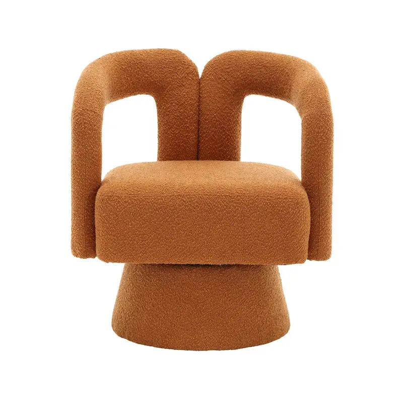 Fauteuil d'appoint pivotant à 360° en tissu bouclette, piètement en bois dur, assemblage en 15 minutes, 6 couleurs