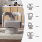 Fauteuil d'appoint pivotant à 360° en tissu bouclette, piètement en bois dur, assemblage en 15 minutes, 6 couleurs