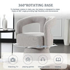 Fauteuil d'appoint pivotant à 360° en tissu bouclette, piètement en bois dur, assemblage en 15 minutes, 6 couleurs