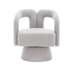 Fauteuil d'appoint pivotant à 360° en tissu bouclette, piètement en bois dur, assemblage en 15 minutes, 6 couleurs