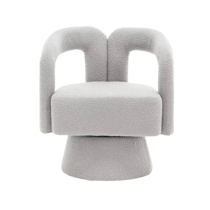 Fauteuil d'appoint pivotant à 360° en tissu bouclette, piètement en bois dur, assemblage en 15 minutes, 6 couleurs