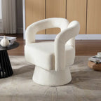 Fauteuil d'appoint pivotant à 360° en tissu bouclette, piètement en bois dur, assemblage en 15 minutes, 6 couleurs