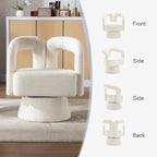 Fauteuil d'appoint pivotant à 360° en tissu bouclette, piètement en bois dur, assemblage en 15 minutes, 6 couleurs