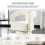 Fauteuil d'appoint pivotant à 360° en tissu bouclette, piètement en bois dur, assemblage en 15 minutes, 6 couleurs