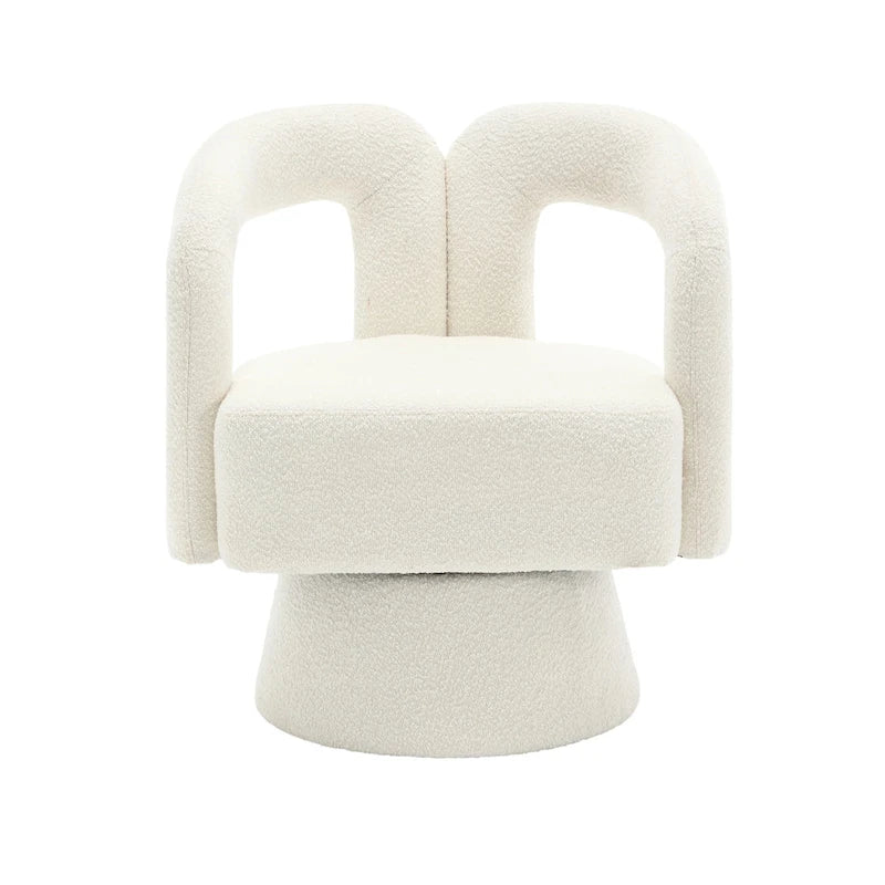 Fauteuil d'appoint pivotant à 360° en tissu bouclette, piètement en bois dur, assemblage en 15 minutes, 6 couleurs