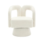 Fauteuil d'appoint pivotant à 360° en tissu bouclette, piètement en bois dur, assemblage en 15 minutes, 6 couleurs