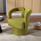 Fauteuil d'appoint pivotant à 360° en tissu bouclette, piètement en bois dur, assemblage en 15 minutes, 6 couleurs