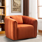 Fauteuil rond pivotant 360° en velours oversize avec coussin moelleux, idéal pour le salon ou la chambre.