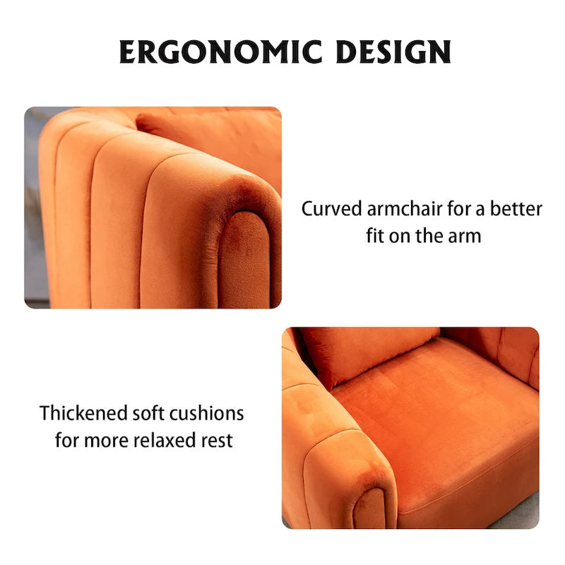 Fauteuil rond pivotant 360° en velours oversize avec coussin moelleux, idéal pour le salon ou la chambre.