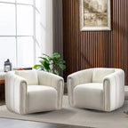 Fauteuil rond pivotant 360° en velours oversize avec coussin moelleux, idéal pour le salon ou la chambre.