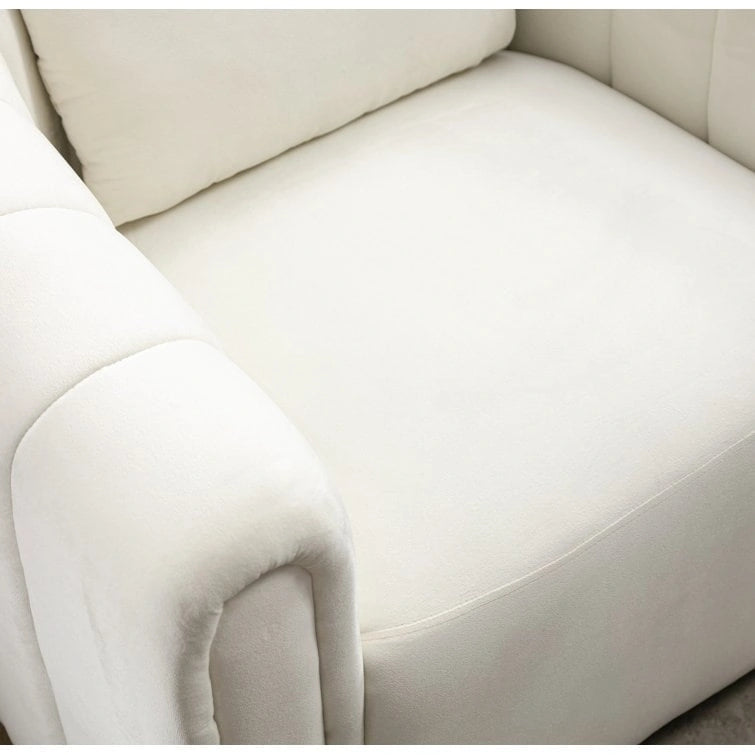 Fauteuil rond pivotant 360° en velours oversize avec coussin moelleux, idéal pour le salon ou la chambre.