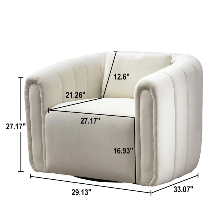 Fauteuil rond pivotant 360° en velours oversize avec coussin moelleux, idéal pour le salon ou la chambre.