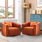 Fauteuil rond pivotant 360° en velours oversize avec coussin moelleux, idéal pour le salon ou la chambre.